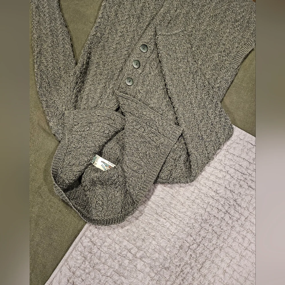 Aran Craft Cardigan | Large  Collar | Forest Green | Button Up | Pockets Size S - Picture 12 of 16